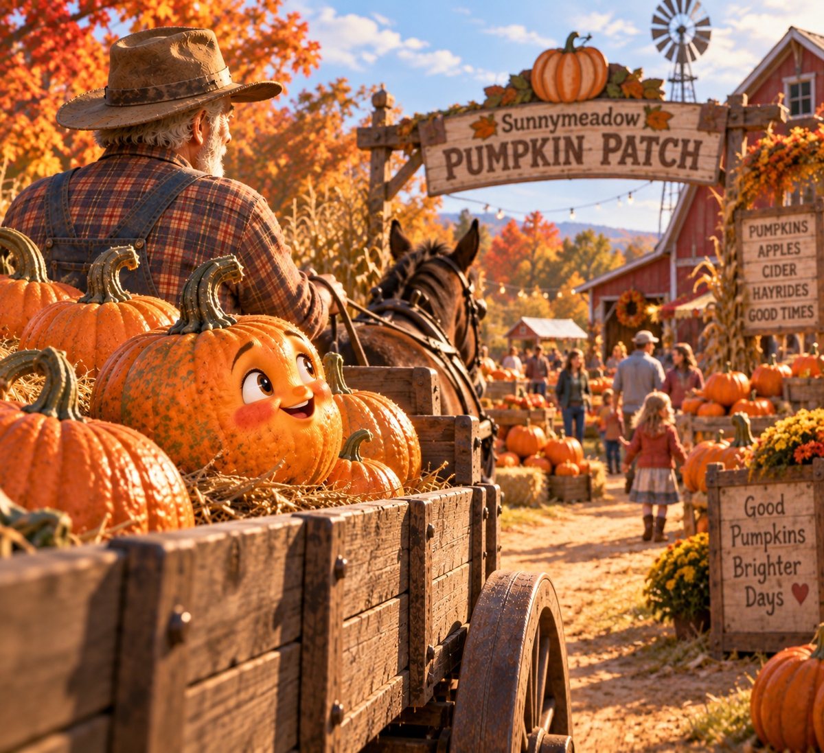 Sunnymeadow Pumpkin Patch at sunset